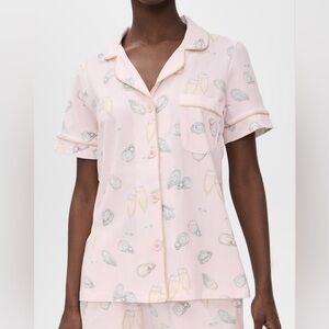 Bed Head PJs Pink Pajama Top Short Sleeve Cotton Women Size 3X Oysters Champagne